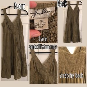 OD Green, cotton dress. Petite Medium